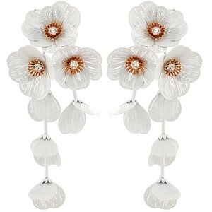 Coated Filigree Flower Long Earrings